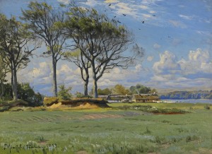 Spring landscape near the entrance of a town